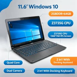 11.6 INCH 2GB RAM 64GB ROM T10 Tablet Z3735G CPU 1366*768 IPS Screen WIFI Quad Core Touch Screen 2 in 1 PC G12 Dual Camera