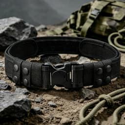 Adjustable Military Tactical Belt for Men, Wear Resistant Nylon Webbing Belt with Double Lock Safety Buckle, Outdoor Camping Hun