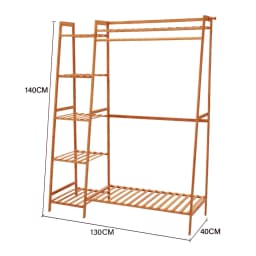 Voltsify Bamboo Bedroom Garment Clothes Rack Brown 110cm &130cm