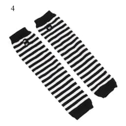 New Long Glove Arm Cover Classic Pink Black and White Striped Fingerless Elbow Gloves Warmer Knitted Wristband