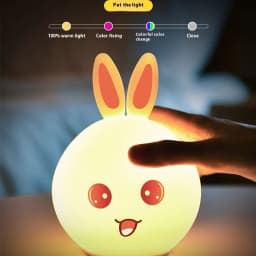 LED Night Light Cute Sheep Panda Rabbit Silicone Lamp Rechargeable Animal Shape Sleep Soft Nightlights For Kids Birthday Gift