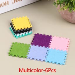 6Pcs 1:12 Dollhouse Miniature Seamed Rug Carpet Multicolor Mat Carpet House Living Room Furniture Living Scene Decor Toy