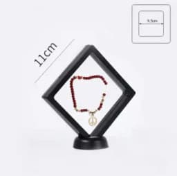 1 Set Suspended Floating Display Case Black White Plastic 3D Earring Coins Gems Ring Jewelry Exhibition Stand Holder Box