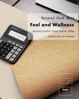 Double-Sided Desk Pad, Leather Desk Mat, Eco Cork Desk Pad Protector, Large Mouse Pad Waterproof Desk Writing Pad for Office