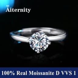 100% Real Moissanite Ring Adjustable Size S925 Sliver D VVS1 Pass Diamond Tester Pen GRA Certificate 18K Plating Rings for Women