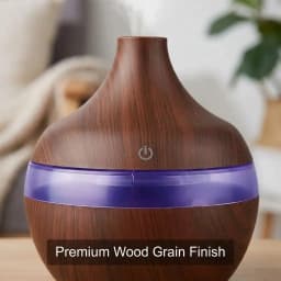 HONSUN Humidifier for Bedroom, 300ml Essential Oil Diffuser with 7-Color LED Night Light, Dark Wood Grain Ultrasonic Cool Mist Humidifier, Portable USB Desktop Aroma Humidifier with 4-Hour Auto Shut-Off, Compact Size for Home Office Spa