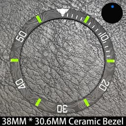 Sloping 38mm * 30.6mm Ceramic/Aluminum Blue Luminous Bezel GMT and Diving Watch Insert Fit for 40mm Watch Case Replacement Watch