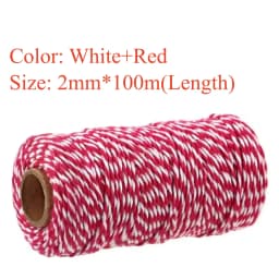 100M/Roll 2mm Red Green White Cotton Rope for Handmade Crafts Christmas DIY Gift Wrap Packaging Baking Twine Ribbons 