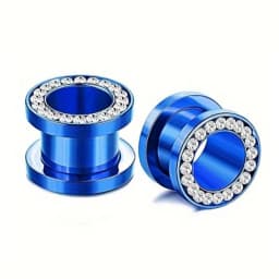 1 Pair Double Flare Stainless Steel Tunnel Specification Screw Gemstone Rhinestone Tunnel Plug Tensioner Jewelry 8G-5/8"