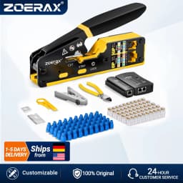 ZoeRax RJ45 CAT6 CAT5E CAT5 Crimp Tool Kit,Crimp tool,Cable Tester,Wire Cutter and Stripper,Blade,50PCS Connectors and Boots