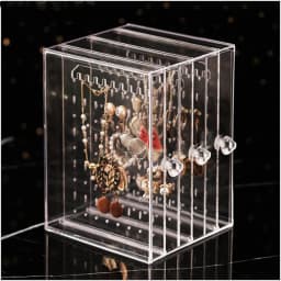 Jewelry Storage Box Acrylic Earring Holder Necklace Display Stand Clear Transparent Classification Easy To Access Easy Access