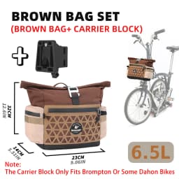 Rhinowalk Bicycle Handlebar Bag 6.5L Quick Release Bike Front Bag Comes With Rain Cover For Brompton Folding Bike Urban Cycling