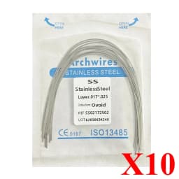10pack AG Dental Arch Wires Orthodontic Super Elastic NITI Round Rectangle Archwire Lower/Upper 012/014/016/018/020/16x16/16x22