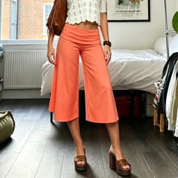 Capri Pants for Women Low Rise Fold Over Capri Yoga Pant Soft Comfy Flowy Wide Leg Capris Culottes Bottoms