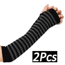 Black Punk Long Fingerless Gloves Cuff for Women Men Outdoor Hip-hop Glove Elbow Mittens Cool Stretch Winter Arm Warmer Mitten