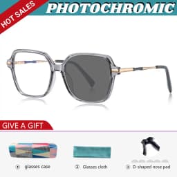 VKYEE Classic Retro Large Framed Glasses Anti-Blue Light Glasses Photochromic Customizable Prescription Glasses PFD2211