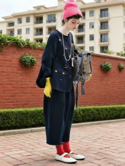 Floral Embroidered Navy Blue Sweatshirt - Casual Daily & Sweet Style Unique & Charming