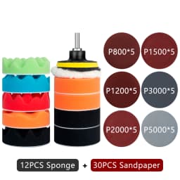 Car Polishing Sponge Pad Kit Wool Waxing Buffing Sponge Abrasive Disc Sandpaper For Sanding Headlight Refurbish Auto Detailing
