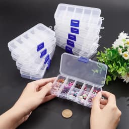 1/5/10Pcs Ultra-Portable Clear Bead Organizer Cases10-Compartment Snap Closure Organizer Box Durable Plastic Storage for Jewelry