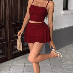 2026 New Women's Summer Mini Skirt Solid Color Versatile High Waist Slim Fit Short Skirts Lace-Up Ruffles A-Line Pleated Skirts