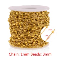 2M Stainless Steel Beaded Ball Cable Rolo Chains Bulk Plating Gold Chain for Jewelry Making Supplies Necklace Wholesale Items