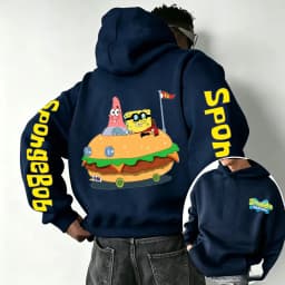 Burger SpongeBob SquarePants and Patrick Star Cartoon Anime 2026 Spring and Autumn Men's and Women's Fashion Sports Hoodies
