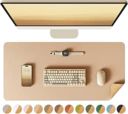 Double-Sided Desk Pad, Leather Desk Mat, Eco Cork Desk Pad Protector, Large Mouse Pad Waterproof Desk Writing Pad for Office
