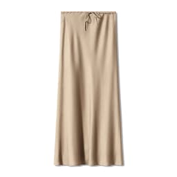 New In 2026 Women's Spring Summer Solid Color Satin Long Skirt High Waist Lace-up Trendy Elegant Faldas Female Beach Maxi Skirts