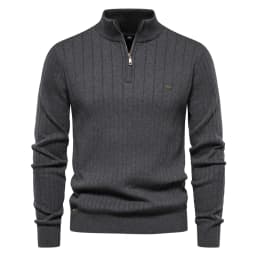 2023 New Autumn Zipper Pullover Sweaters for Men High Quality Warm Winter Stand Collar Cotton Knitted Sweater Men