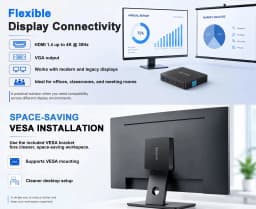 ERVPES MinI PC B20E Windows 11 8GB RAM 128GB SSD Intel 6500Y HDMI/VGA WIFI5 BT 5.0 USB Compact Desktop for Work/Home