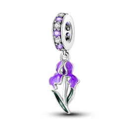 Silver Plated Purple Charms Flower Butterfly Dangle Charm Beads Fit Original Bracelet Diy Pendants