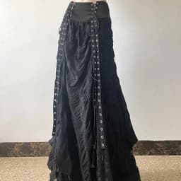 Matakawa Y2k Clothes Black Skirts Women Solid Spring Autumn A-line Vintage Jupe Femme Gothic Japanese Style Bandage Long Skirt