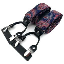 VEEKTIE Brand Suspender For Men 6 Snap Hooks Y-back Adjustable Jacquard Floral Check Shirts Paisley Yellow Blue Vintage Retro