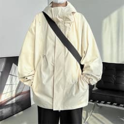 2027 Men Hooded Jacket Men Bomber Jacket Mens Windbreakers Zipper Coats Spring Autumn Loose Cargo Jacket Men Casual Sportswear