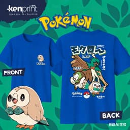 Bandai Pokémon Cartoon Rowlet Evolution 100% Cotton T-shirt Summer New Men/Women Fashionable Casual Harajuku Short Sleeved Top