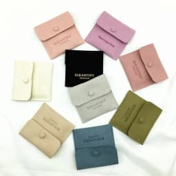 50 Personalized Logo Size Microfiber Jewelry Gift Pouch Velvet Snap Button Rings Earrings Packaging Organizer Wedding Favors Bag