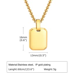 Stylish A-Z 26 Letters Necklace for Men Boys,Waterproof Stainless Steel Square Pendant Necklace,Initals Alphabet Collars Gifts