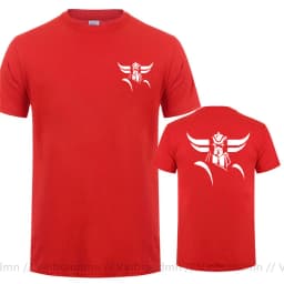 Front Back Print Goldorak Grendizer Mazinger Z T-Shirt Japanese Cartoon Design Summer Men's Tees Tops Short Sleeve Cotton Tshirt