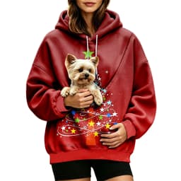 Women Fall And Winter Hoodie With Pet Pouch Oversized Pocket Colorful Print Sweatshirt For Dogs And Cats Long Sleeve Hoodie