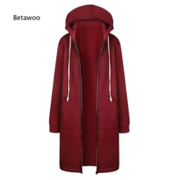 Long Zip Hooded Sweat Jacket For Women Drawstring Long Sleeve Outerwear With Side Pockets For Cold Season Daily Matching