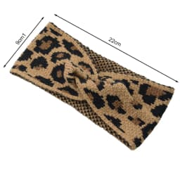 Leopard Headband Cross Knit Chunky Headbands Elastic Crochet Turban Ear Warmer Headwraps for Children Women Hair Accessories