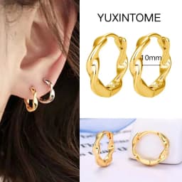 Pave Micro Crystal North Star Hoop Earrings Punk 925 Sterling Silver Ear Needle Twist Gold Earrings For Women Minimalist Jewelry