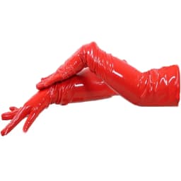 28 Colors Glossy PVC Five Fingers Gloves Long Hand Mittens Women Work Arm Length Gloves Ladies Club Stage Perform Costumes 7XL