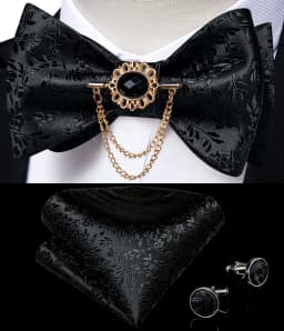 Exqusite Men's Self-tie Bowties Wedding Neck Ties For Man Accessories Cufflinks Hanky Brooch Set Red Black Yellow Blue Bowtie