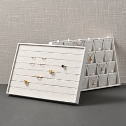 Oirlv 12/24 Grids Linen Jewelry Display Trays Stackable Ring Necklace Bracelet Pendant Showcase Display Tray Organizer Plate