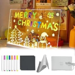 Light Up Acrylic Message Board Night Light Rewritable DIY Children's Glowing Drawing Board Message Lamp With 7 Colorful Pens