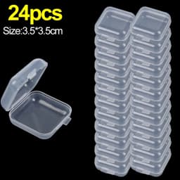 6/24PCS Mini Flip Cover Storage Box Transparent Square Plastic Boxes Pill Packaging Carrying Cease Jewelry Organizer Dustproof