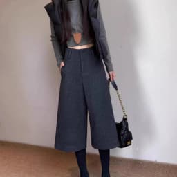 Gray Woolen Wide Leg Pants Straight Cut Autumn Winter Casual High Waist Zipper Fly Women's Loose Fit Comfortable Trousers