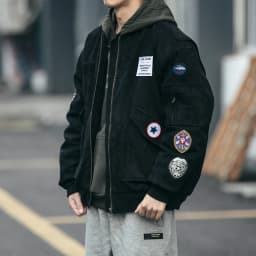 Mens American Heavyweight Padded Bomber Jacket Winter Warm Badge Patch Streetwear Fashion Trendy Coat Korean Hip Hop Parkas Male