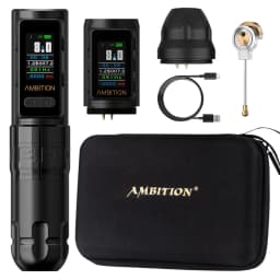 Ambition Soldier Max Wireless Tattoo Machine Pen Coreless Motor Double Bearing Straight Rod 2400mAh Color Screen Billing Battery